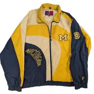 Vintage University of Michigan Football Windbreaker 90s Jacket Pro Player XXL